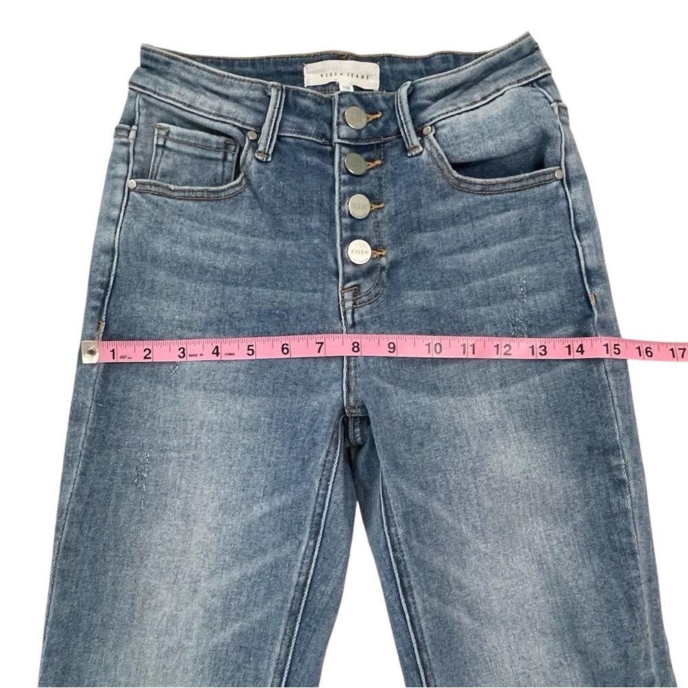 RISEN JEANS High Rise Denim Jeans with Button Fly Straight Leg - Picture 12 of 16